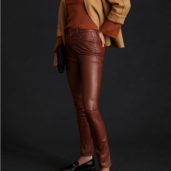 MOTHER Pants - MOTHER Anthropologie High-Rise Faux Leather Skinny Jeans